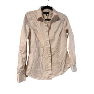 Banana Republic Tailored Fit Polka Dot Button Down Shirt Womens 8 Cream Black